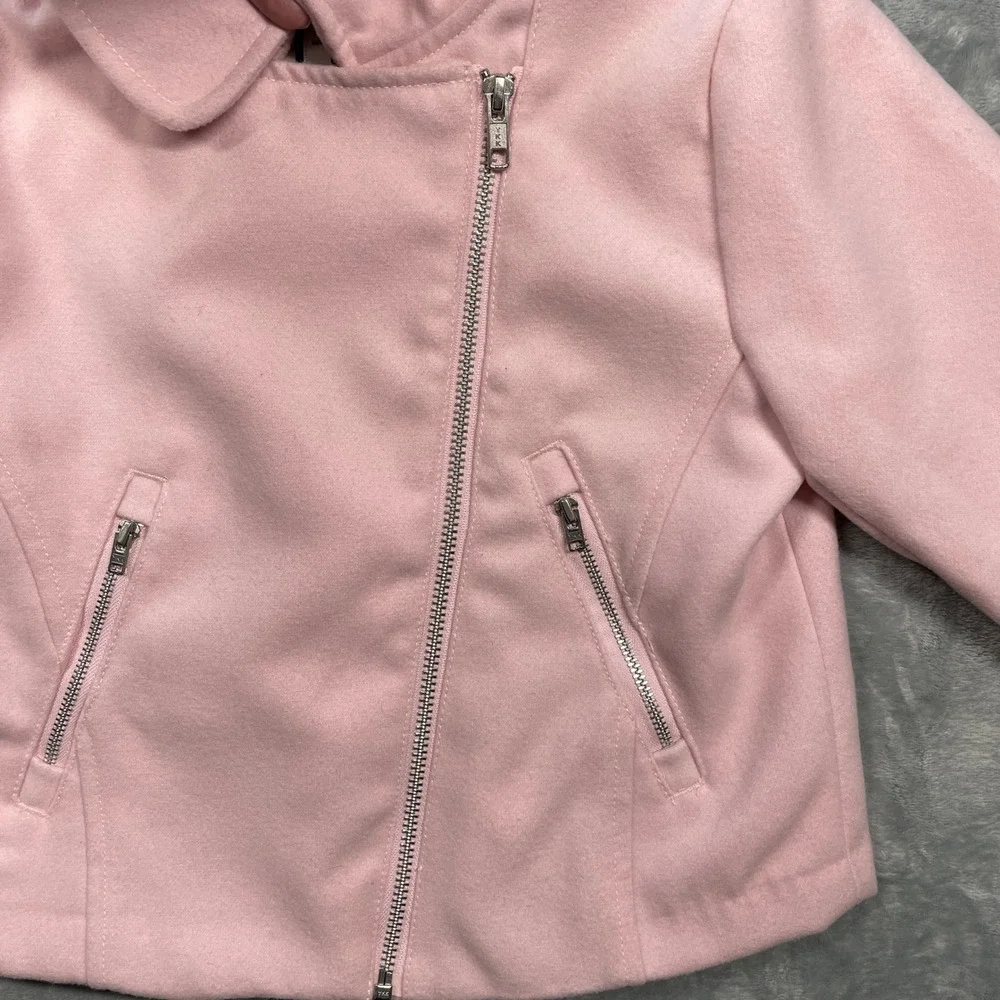 Gymboree Girls Butterfly Garden Pink Moto Jacket Lined Asymmetrical Zip Size M - Picture 4 of 12